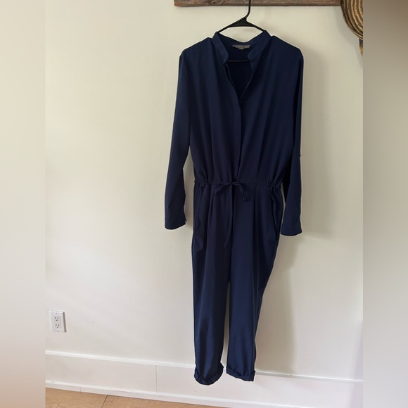 Navy Jumpsuit size medium, Silk blend - Picture 2 of 7